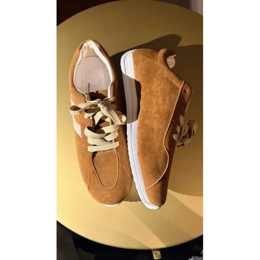 New Brown Faux Suede Sneakers Sz 9